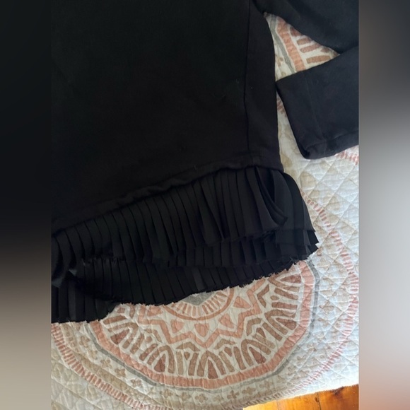 J.Crew Fun Black ruffle crew neck sweater XS - Picture 2 of 5